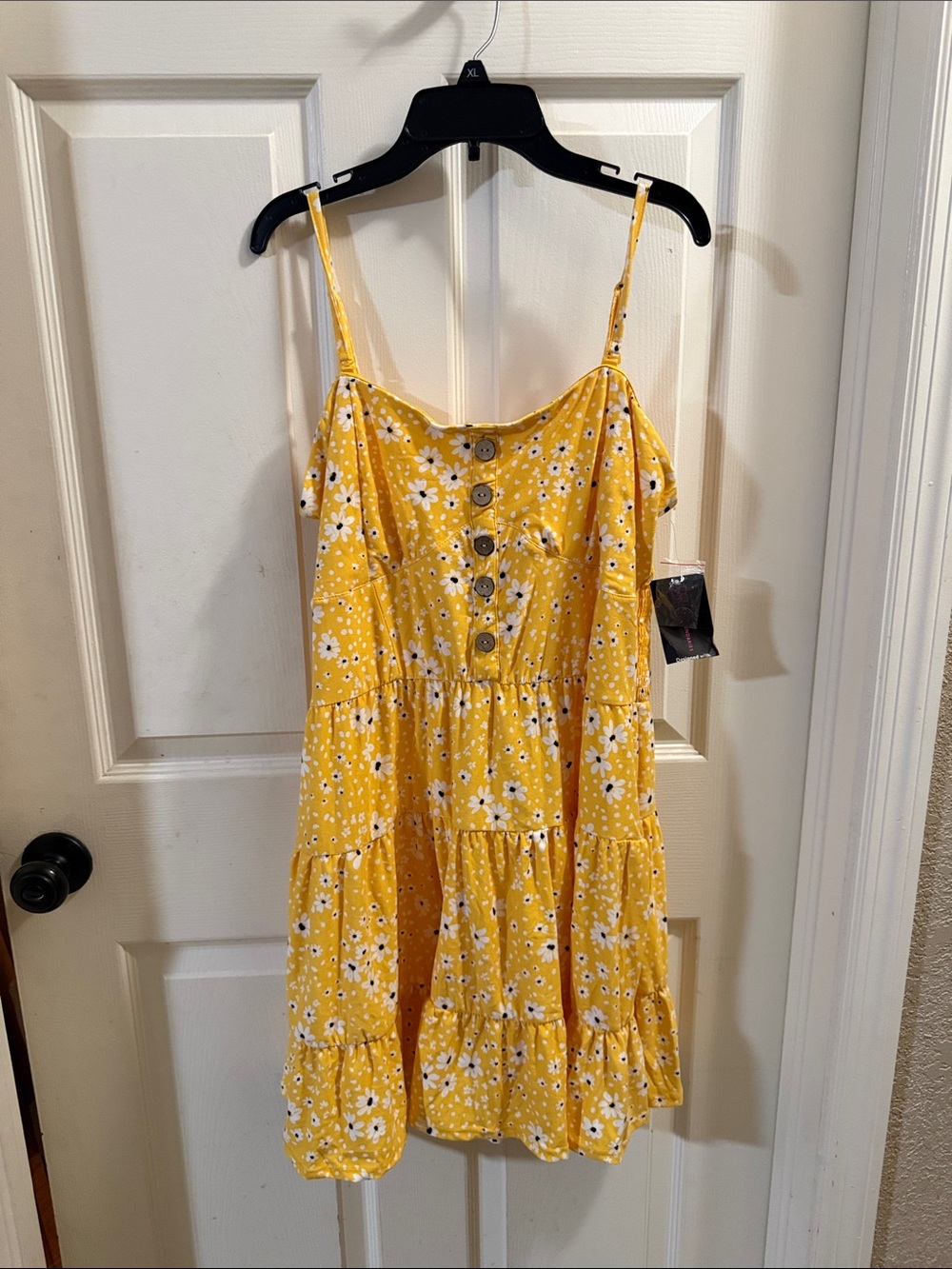 No Boundaries Yellow Floral Tiered Mini Dress